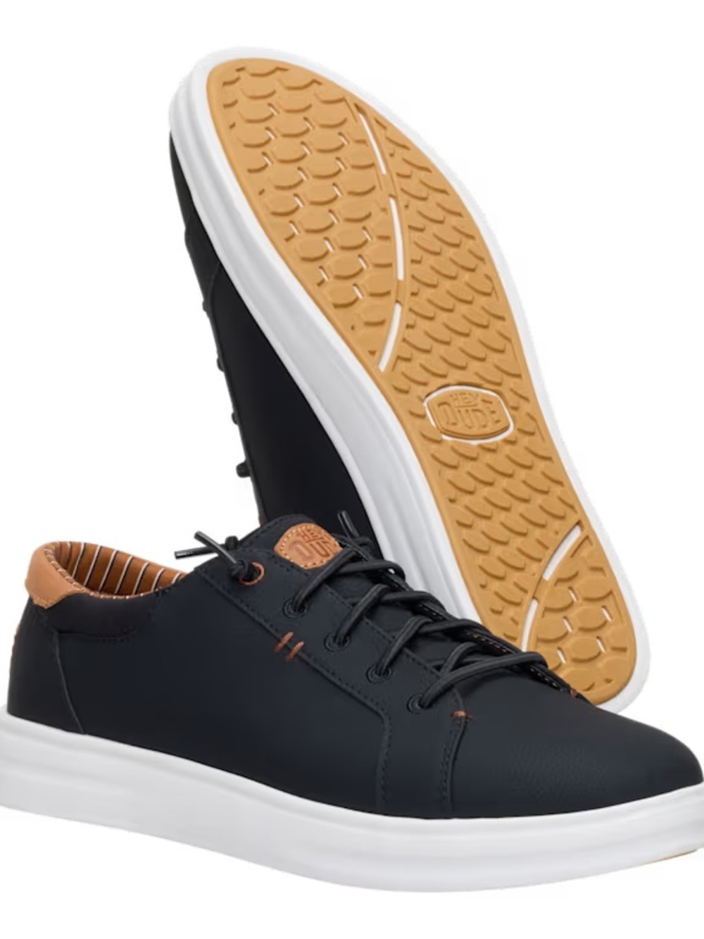 Hey Dude Men's Black and Tan Low-Top Sneakers